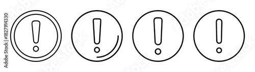 Exclamation point vector graphic set, warning attention error sign symbol icon illustration, danger alert design