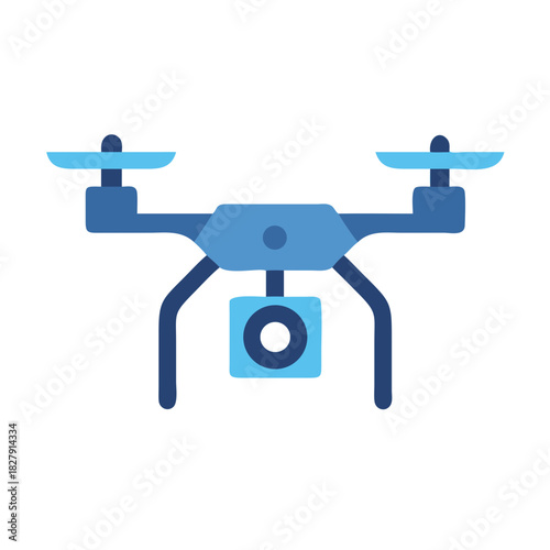 Isolated blue drone icon on black background illustration