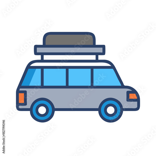 blue and gray van with roof rack clip art preview