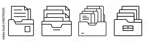 Organized document folders and files vector illustration for office paperwork management and storage