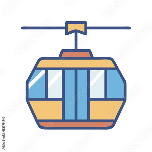 Isolated cable car icon on black background illustration