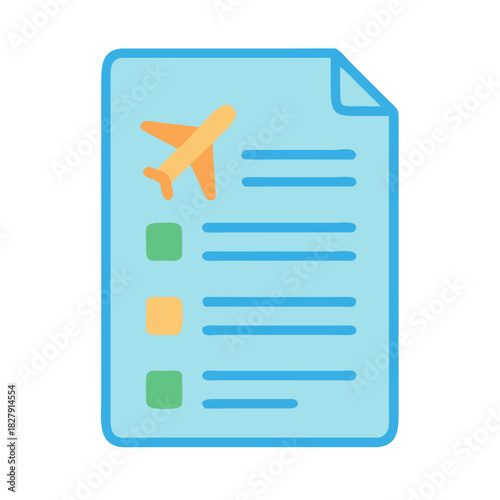 Travel checklist with airplane for planning vacation or tourism