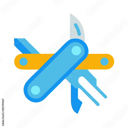 Stylized multi-tool icon featuring knife fork and wrench