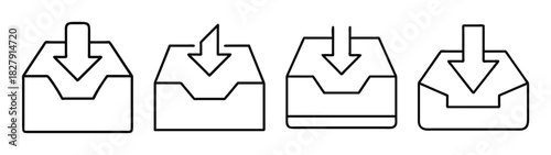 Diagram showing different types of arrow insertion methods into a container shape design vector
