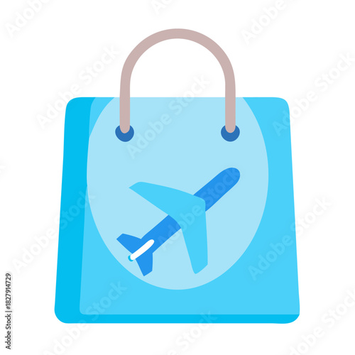 Travel themed shopping bag flat icon graphic design