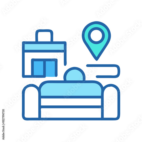 Icon set representing location services in a flat design