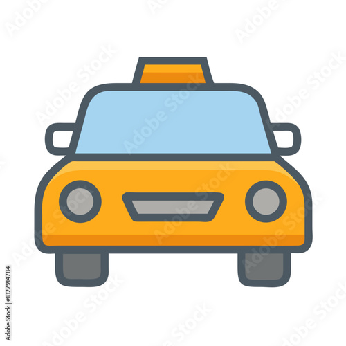 Cartoon style taxi cab illustration against black background