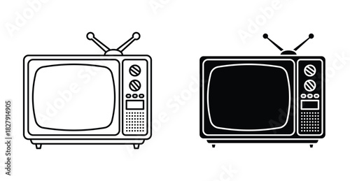 Old TV icon graphic design. Vector icon illustrations