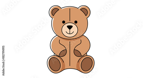 Adorable Brown Teddy Bear Illustration with Classic Design and Gentle Expression.