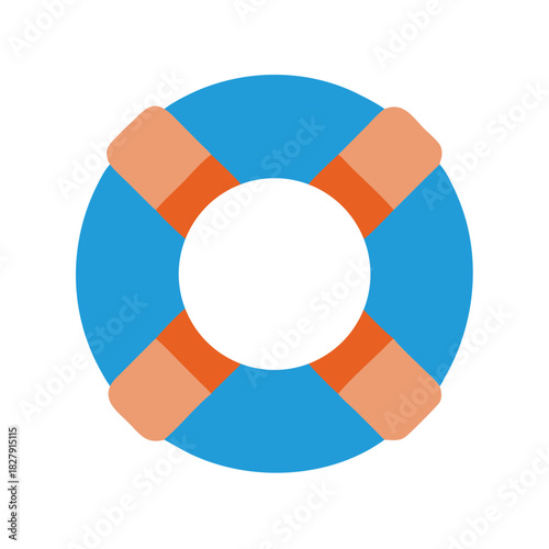 Illustrated light blue life preserver ring against black background