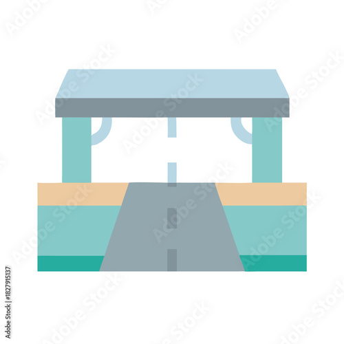 Minimalist toll road illustration with a flat design style
