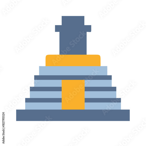 Simplified geometric Maya pyramid illustration on black background