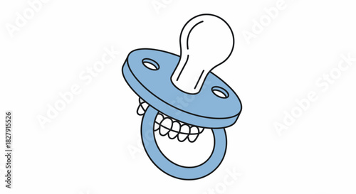 Blue Pacifier with Teeth - A Humorous Baby Accessory.