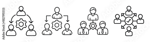 Teamwork collaboration process management workflow organization structure and hierarchy concept diagram
