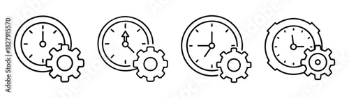 Clock time management gear mechanism process workflow efficiency planning schedule automation