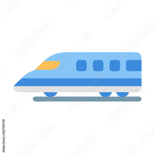 Modern blue bullet train speeding on dark background illustration