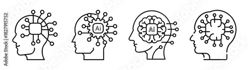 Artificial intelligence ai brain concept with human head and circuit board technology design