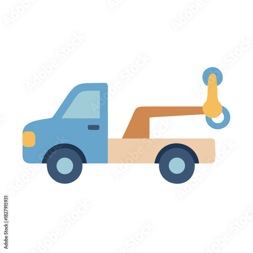Illustration of tow truck assistance vehicle against black background
