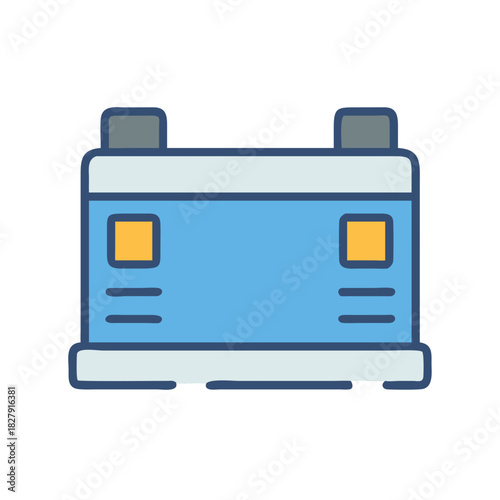 Isolated illustration of a car battery on black background