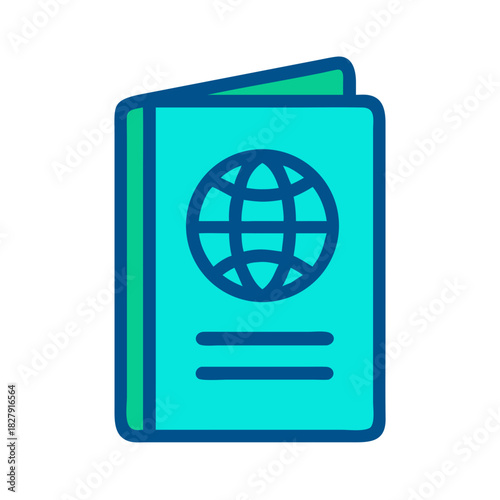 Passport design with globe icon in minimal flat style
