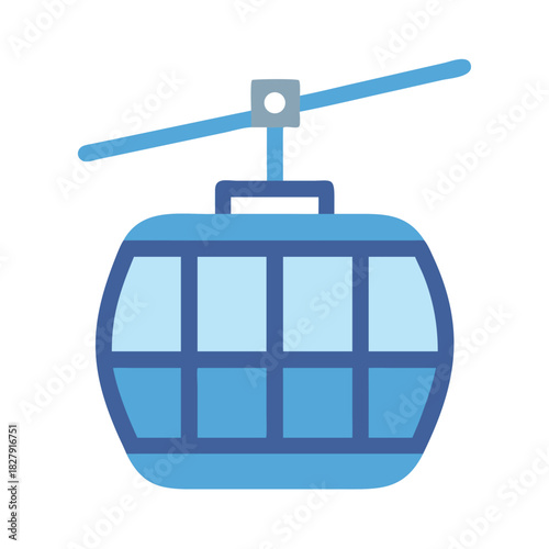 Flat design gondola lift cabin with black background illustration