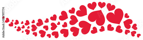 Vector silhouette illustration of many red heart shapes gathered into an exotic shape isolated on transparent background