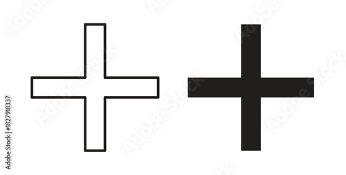 Plus icon with line and silhouette versions.