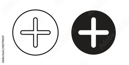 Plus icon with line and silhouette versions.