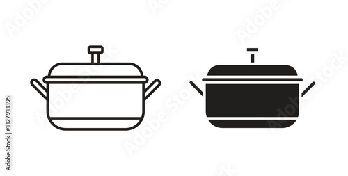 Pot icon with line and silhouette versions.