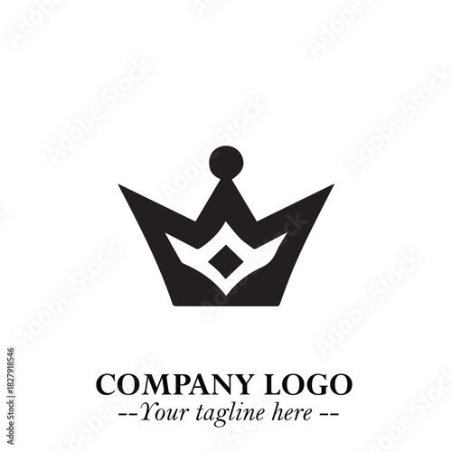 Elegant Black Crown Logo Symbol on a Clean White Background for Premium Branding Design