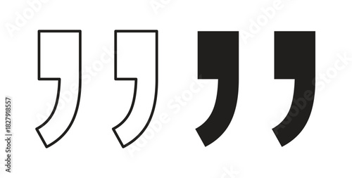 Quote right icon with line and silhouette versions.