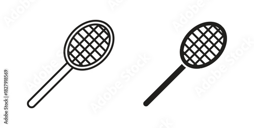 Racquet icon with line and silhouette versions.