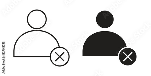 Remove user icon with line and silhouette versions.