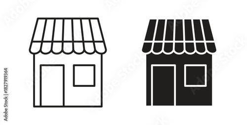 Shop icon with line and silhouette versions.