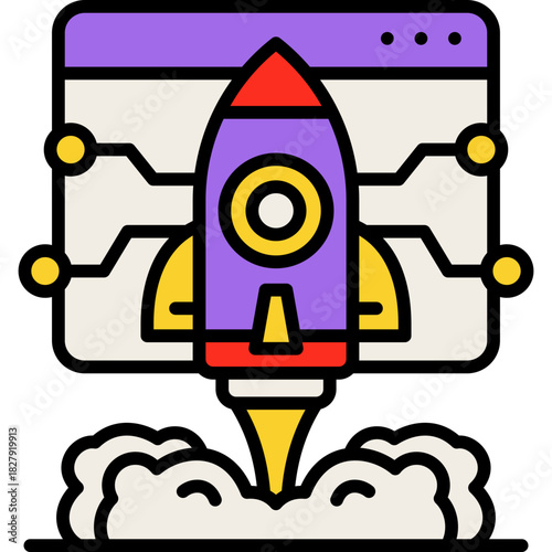 Tech Startup colored line