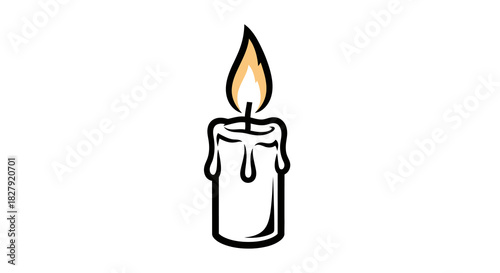 Burning candle with wax drips creating a cozy and warm lighting icon