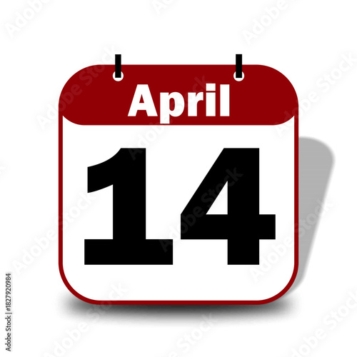 14 April Date Calendar 
