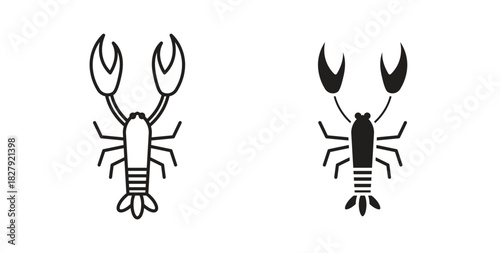 Lobster icon in doodle and stroke style.