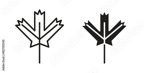 Maple leaf icon in doodle and stroke style.