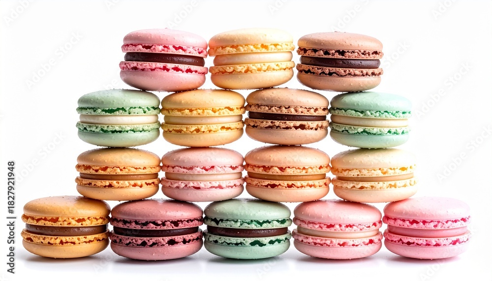 Fototapeta premium Stack of colorful sweet french macaron cookies