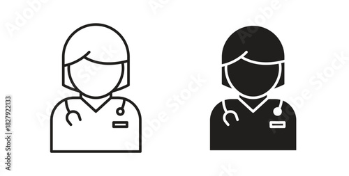 Nurse icon in doodle and stroke style.
