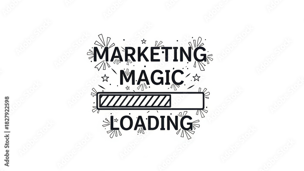 Fototapeta premium Marketing magic loading graphic design with decorative elements 