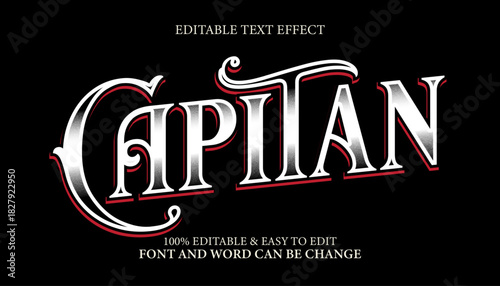 Captain Text Effect, Vintage Western Style, Retro Typography.