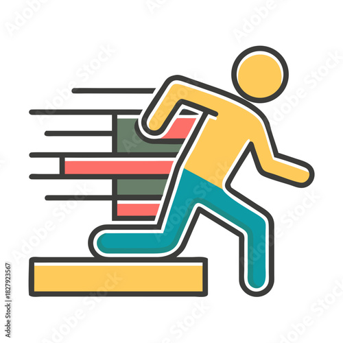 Person running up stairs with motion blur effect