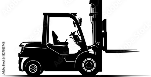 forklift machine silhouette vector
