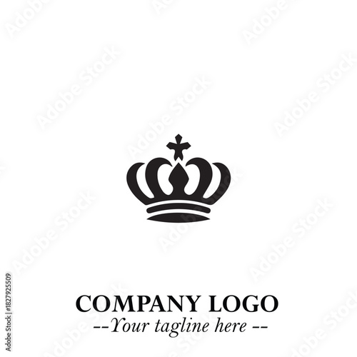 Elegant Black Crown Logo Symbol on a Clean White Background for Premium Branding Design