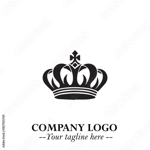 Elegant Black Crown Logo Symbol on a Clean White Background for Premium Branding Design
