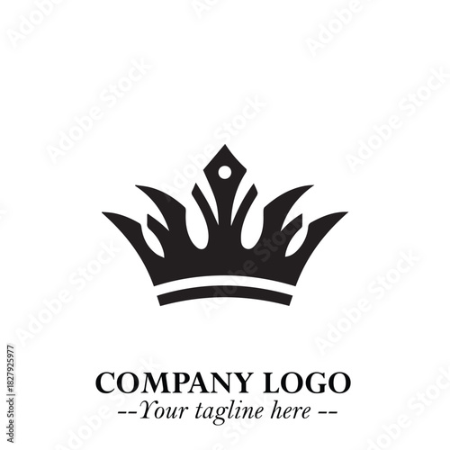 Elegant Black Crown Logo Symbol on a Clean White Background for Premium Branding Design