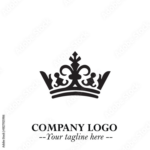 Elegant Black Crown Logo Symbol on a Clean White Background for Premium Branding Design