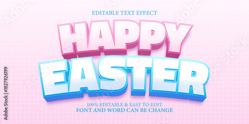 Sweet, Editable 3D Happy Easter Text Effect